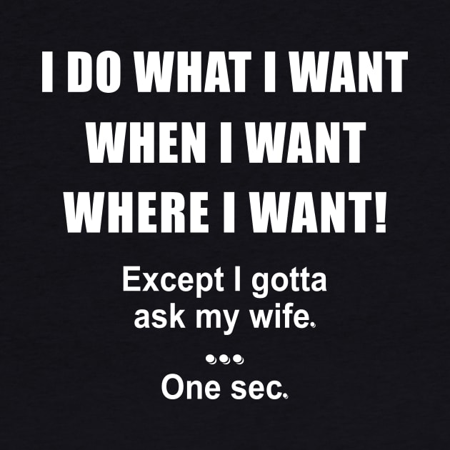 I Do What I Want When I Want Where I Want Except I Gotta Ask My Wife One Sec Shirt Gift For Husband by Alana Clothing